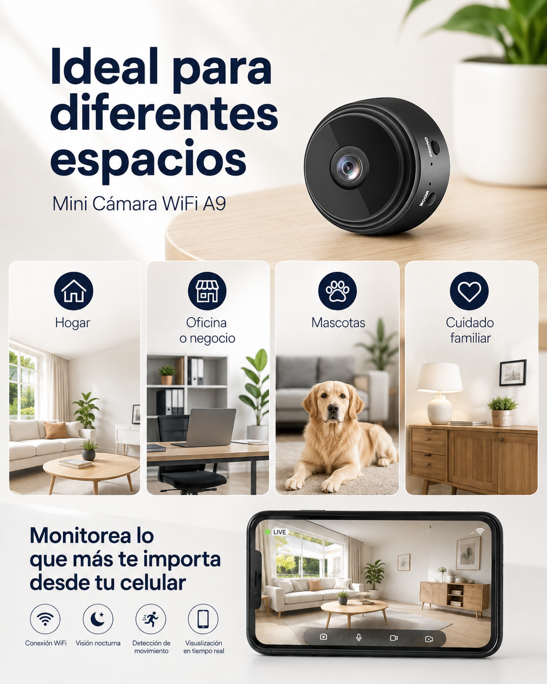 Mini Cámara WiFi A9 | Monitorea desde tu Celular