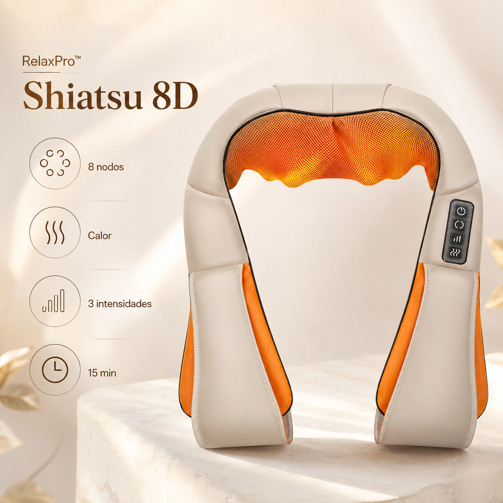 RelaxPro™ Shiatsu 8D | Masajeador de Cuello, Espalda y Cuerpo con Calor