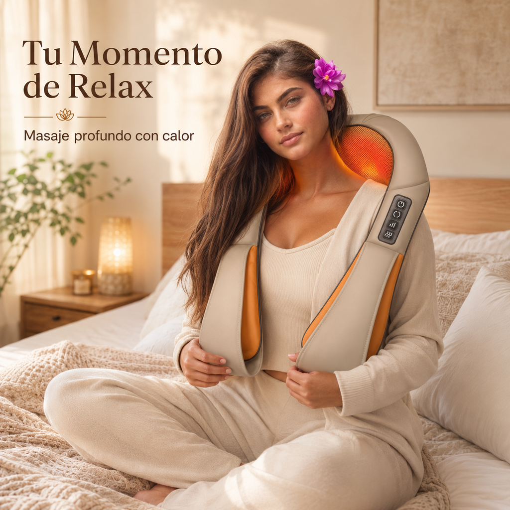 RelaxPro™ Shiatsu 8D | Masajeador de Cuello, Espalda y Cuerpo con Calor