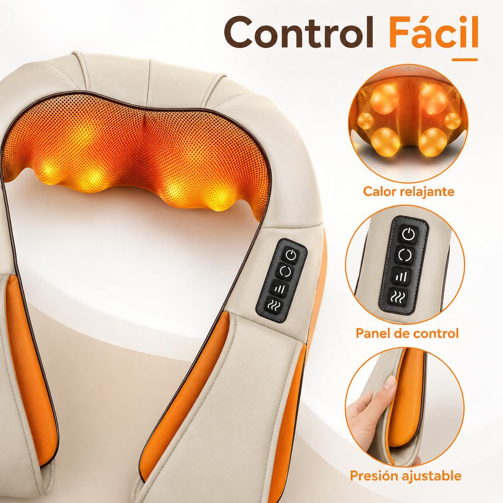 RelaxPro™ Shiatsu 8D | Masajeador de Cuello, Espalda y Cuerpo con Calor