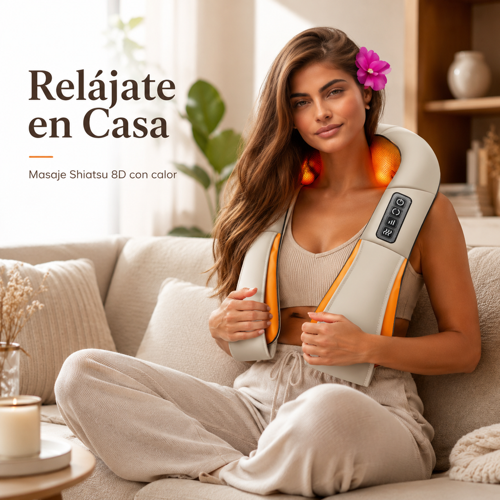RelaxPro™ Shiatsu 8D | Masajeador de Cuello, Espalda y Cuerpo con Calor